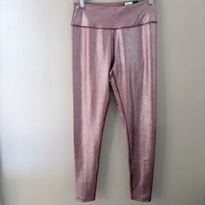 Tek Gear NWT Metallic High Rise Shimmer Leggings Pink Chilled Wine Medium